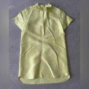 Vintage JCrew Shantung Silk Yellow Button-Up Shirt Mini Dress